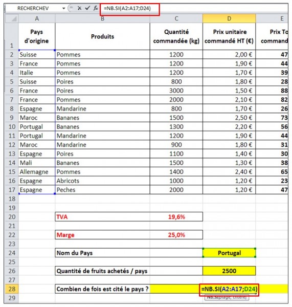 Excel 2010 - formules et fonctions - NB SI