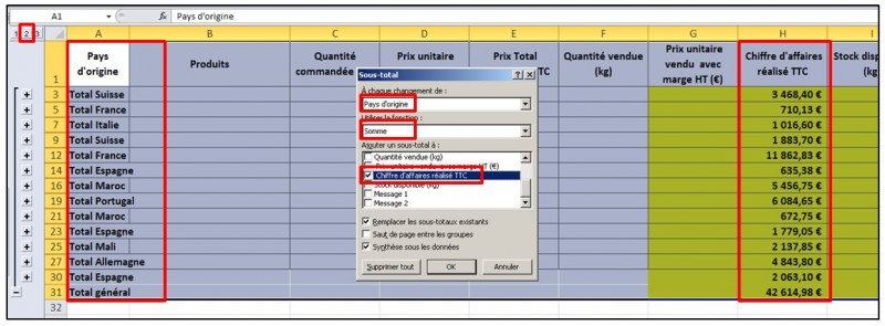 Excel 2010 - formules et fonctions - sous totaux