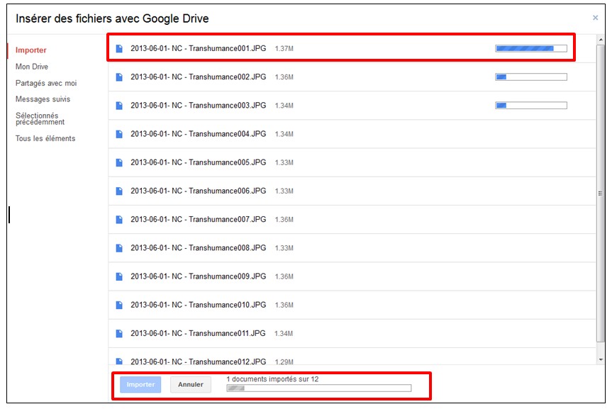 03 - Gmail envoyer des pieces jointes volumineuses avec Google Drive - importer des fichiers sur Google Drive