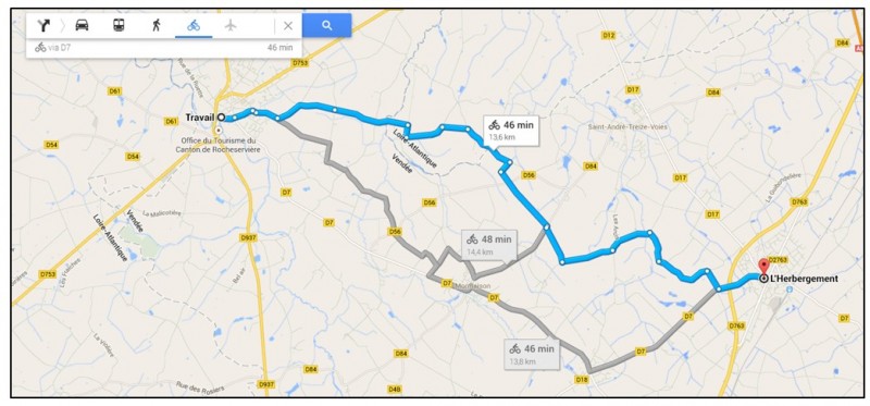 creer un trajet a velo avec Google Map - afficher un itineraire velo