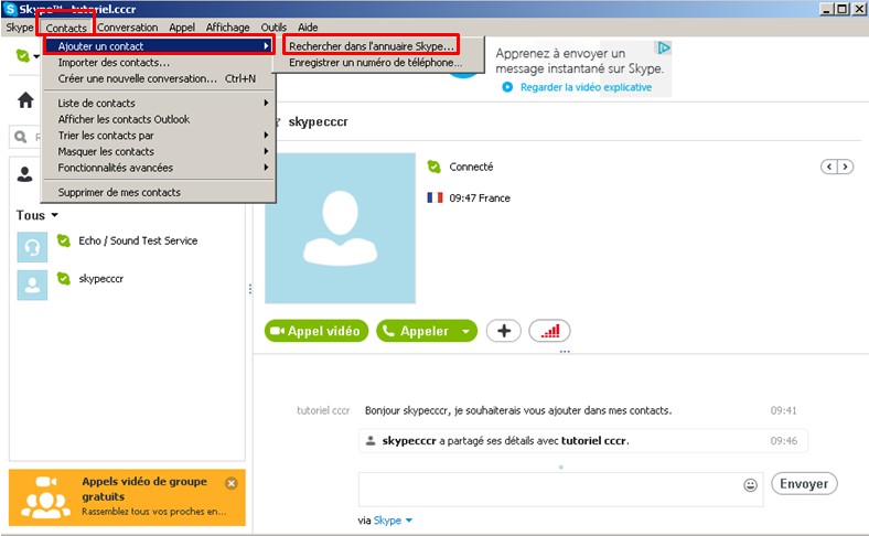 15 - Skype communiquez gratuitement avec vos contacts - rechercher un contact dans l annuaire skype