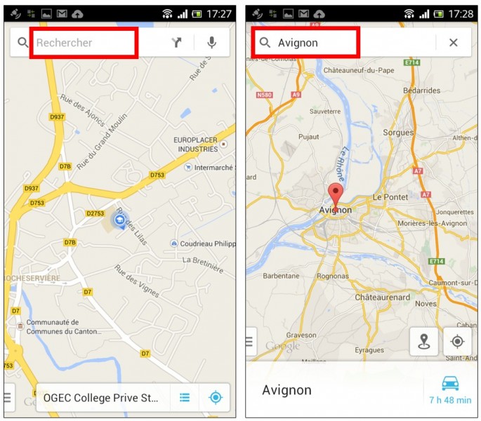 consulter une carte Google Maps hors connexion sur son mobile - rechercher un lieu