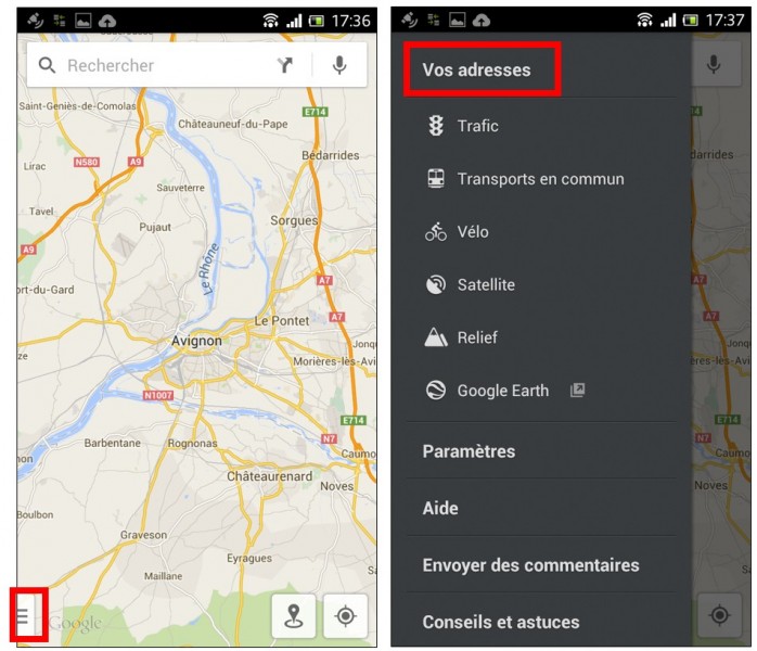 consulter une carte Google Maps hors connexion sur son mobile - afficher une carte enregistree