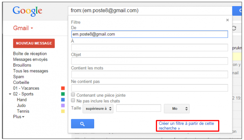 Tutoriel Gmail - gestion des messages - regles de filtrage
