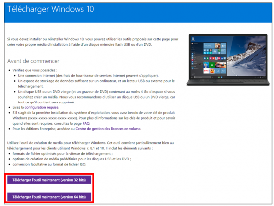 Créer un support d’installation Windows 10 - Télécharger l'outil de création de média