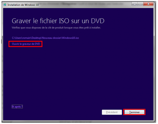 Créer un support d’installation Windows 10 - Graver l'image ISO