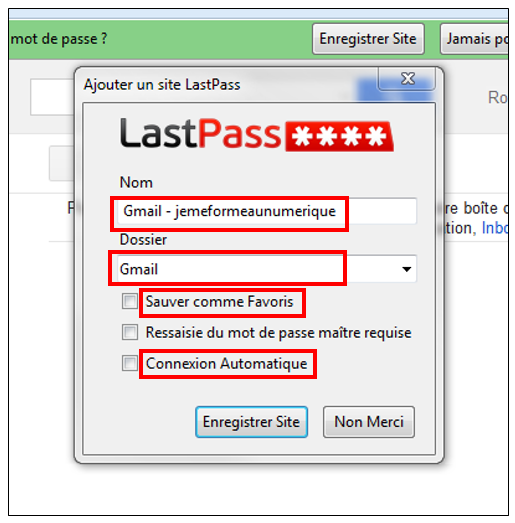 Enregistrer un identifiant sur LastPass