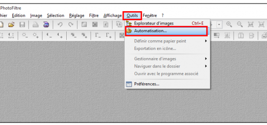 Lancer l'outil automatisation de Photofiltre