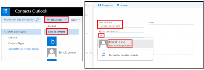 Ajouter un groupe de contacts
