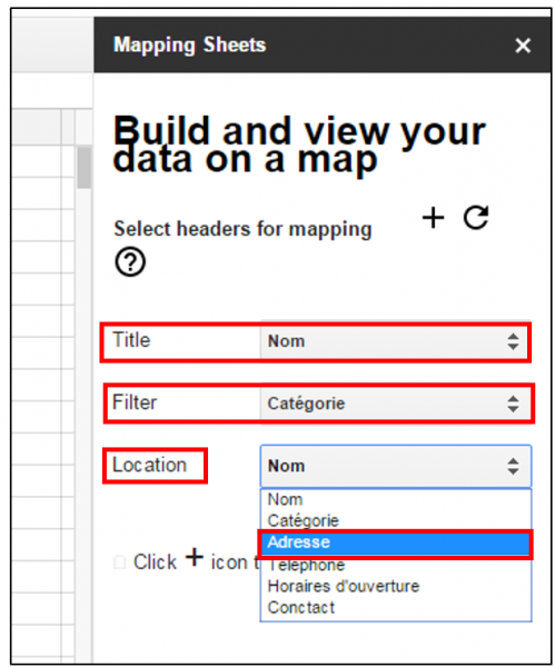 Paramétrer Mapping Sheets