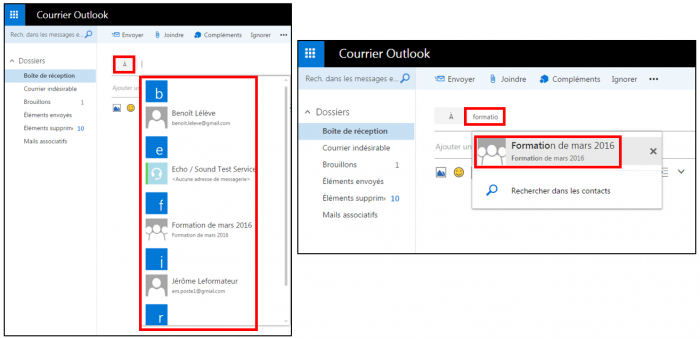 Utiliser le gestionnaire de contacts depuis Outlook