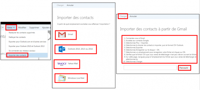 Importer des contacts