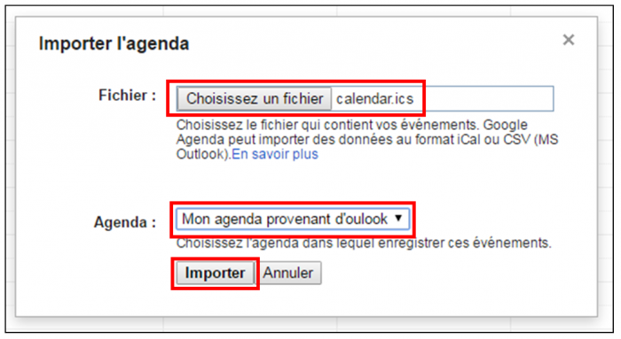 Importer un agenda Outlook dans Gmail