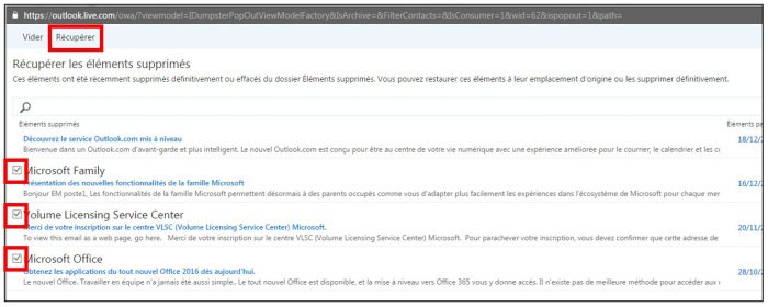 Sélectionner des éléments à supprimer