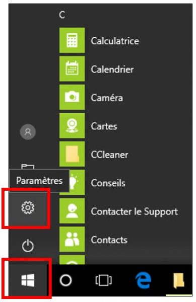 Accéder aux pramètres Windows