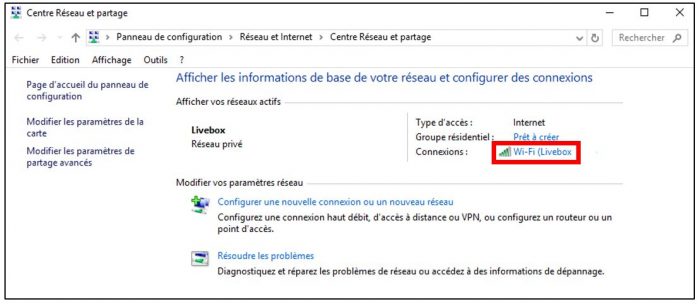 Accéder aux propriétés d'une connexion sans fil