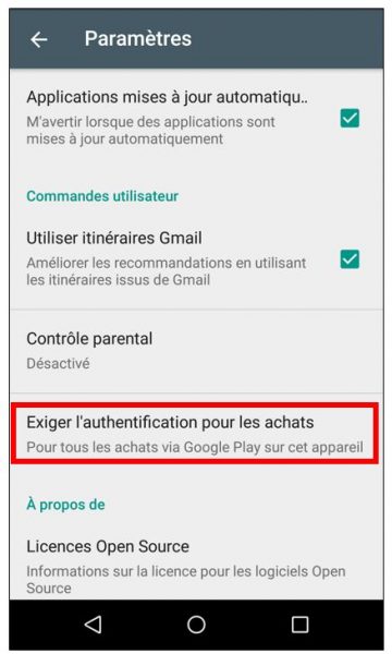 Ouvrir l'application d'authentification pour les achats