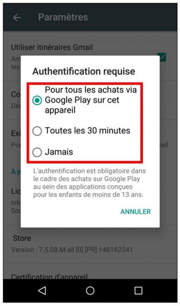 Sélectionner un mode d'authentification