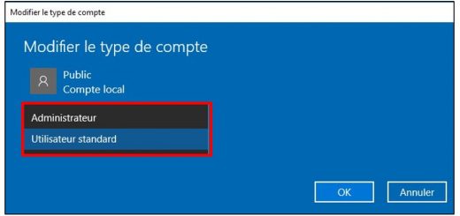 Modifier le type de compte