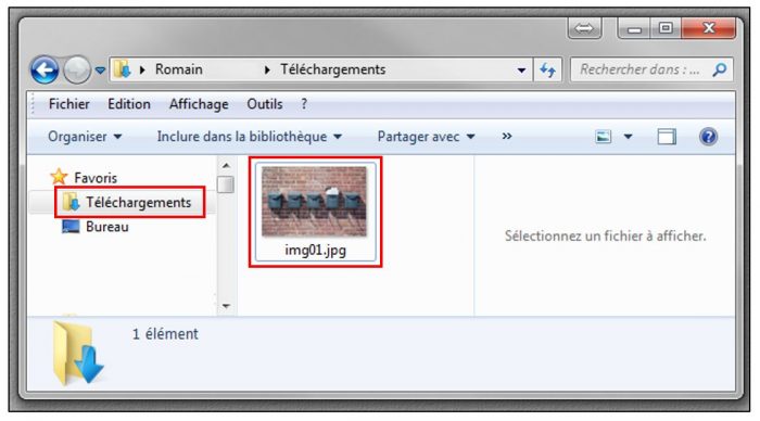 Classement d'une pièce jointe téléchargée