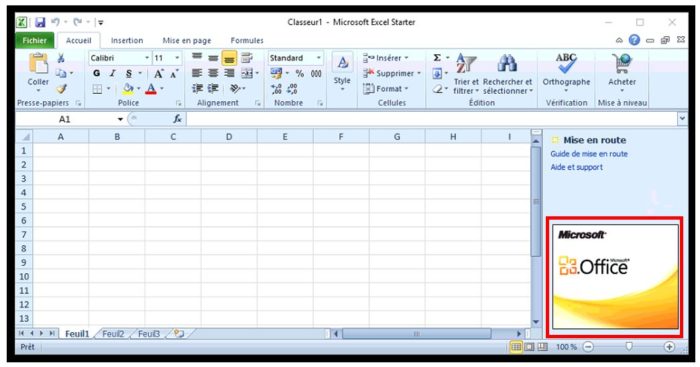 Interface de Microsoft Excel