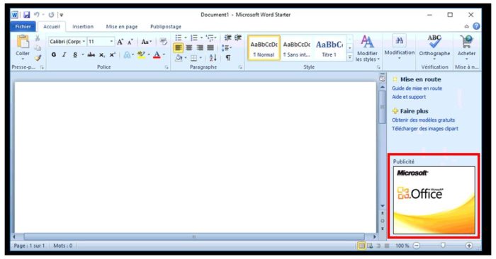 Interface de Microsoft Word