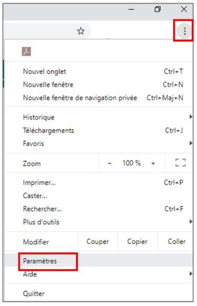 Paramètres de Chrome