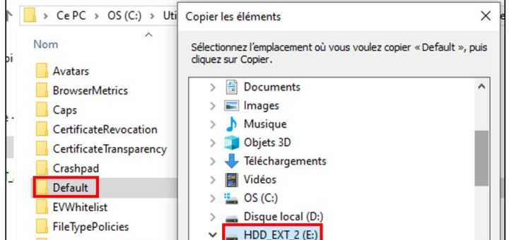 Copier le profil vers un support externe