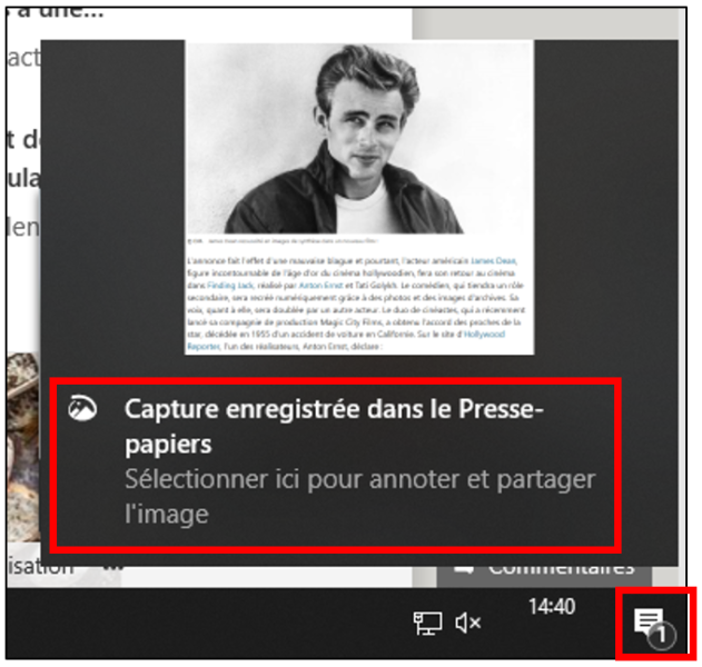 Ouvrir l'utilitaire capture d’écran
