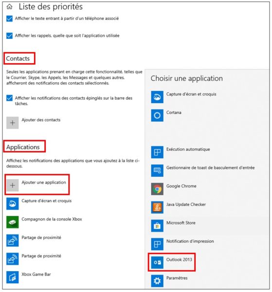 Personnaliser les applications prioritaires