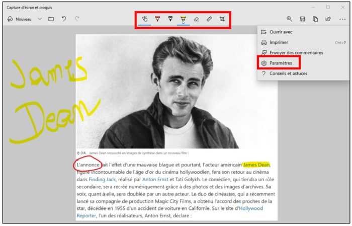 Modifier et annoter la capture d'écran