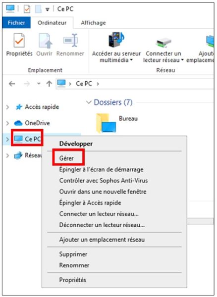Ouvrir la gestion de l'ordinateur