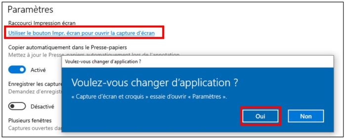 Changer le raccourci clavier