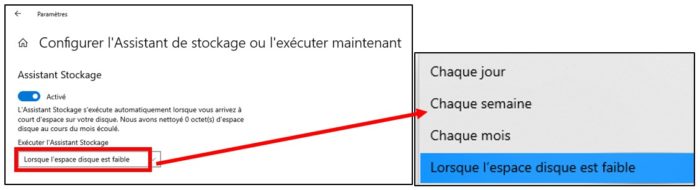 Paramétrer l'assistant de stockage