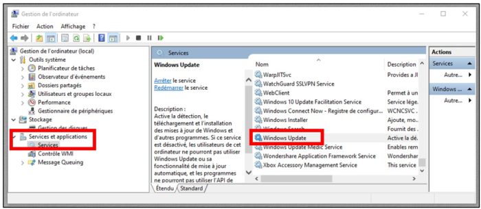 Ouvrir le service Windows Update