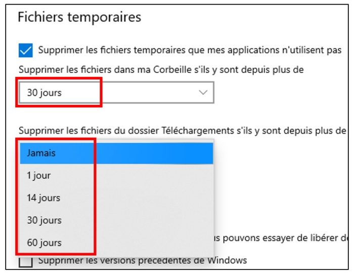 Paramétrer l'assistant de stockage