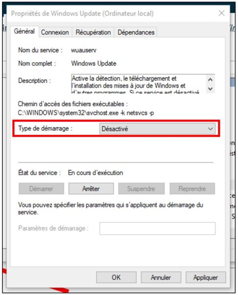 Désactiver définitivement Windows Update