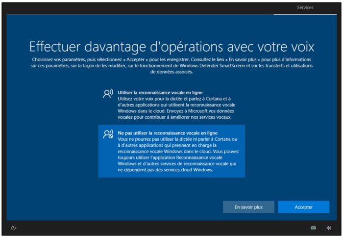Paramétrage de la reconnaissance vocale