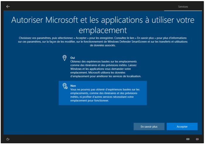 Paramétrage des données d'emplacement