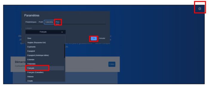 Modifier la langue de l'application
