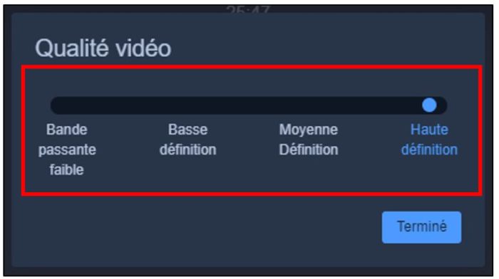 Modifier la qualité vidéo